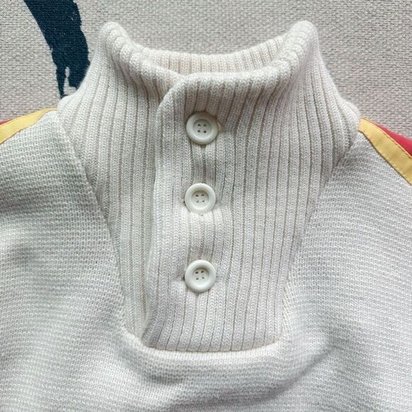 Y2K Geometric White Wool Blend Sweater Sz S Pocket Denmark Made - Picture 2 of 6